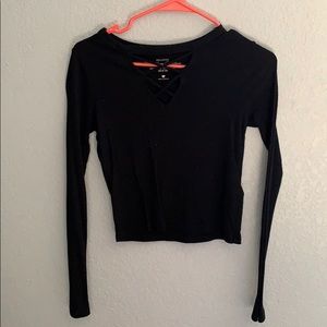 criss cross lace up shirt